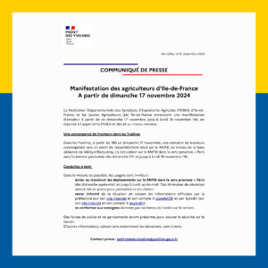 📢 Avis aux usagers : Manifestation des Agriculteurs en Île-de-France dès Dimanche 17 novembre